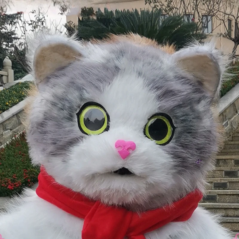 White Cat Fursuit Mascot Costume Inflatable Cartoon Husky Dog Cosplay Dress Suits For Walking Performance Animal Carnival Party