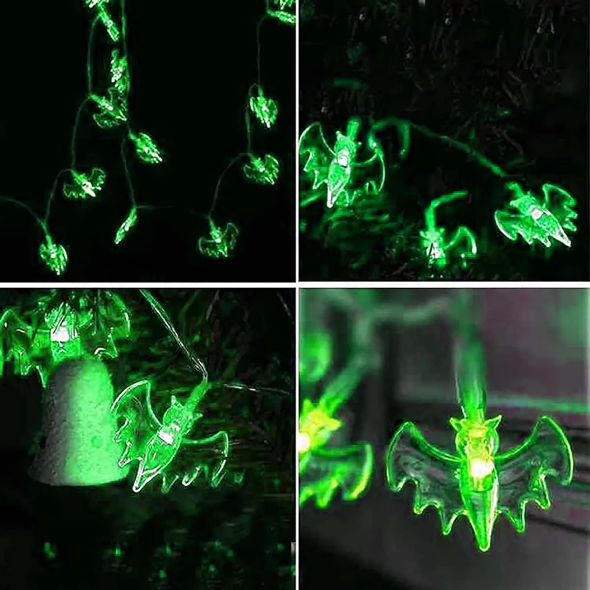 سلسلة مصابيح ليد على شكل خفاش أرجواني وأخضر لهالوين ، طاقة بطارية ، غرفة نوم ، حفلة ، غرفة منزل ، ديكورات حديقة ، 1 1.8