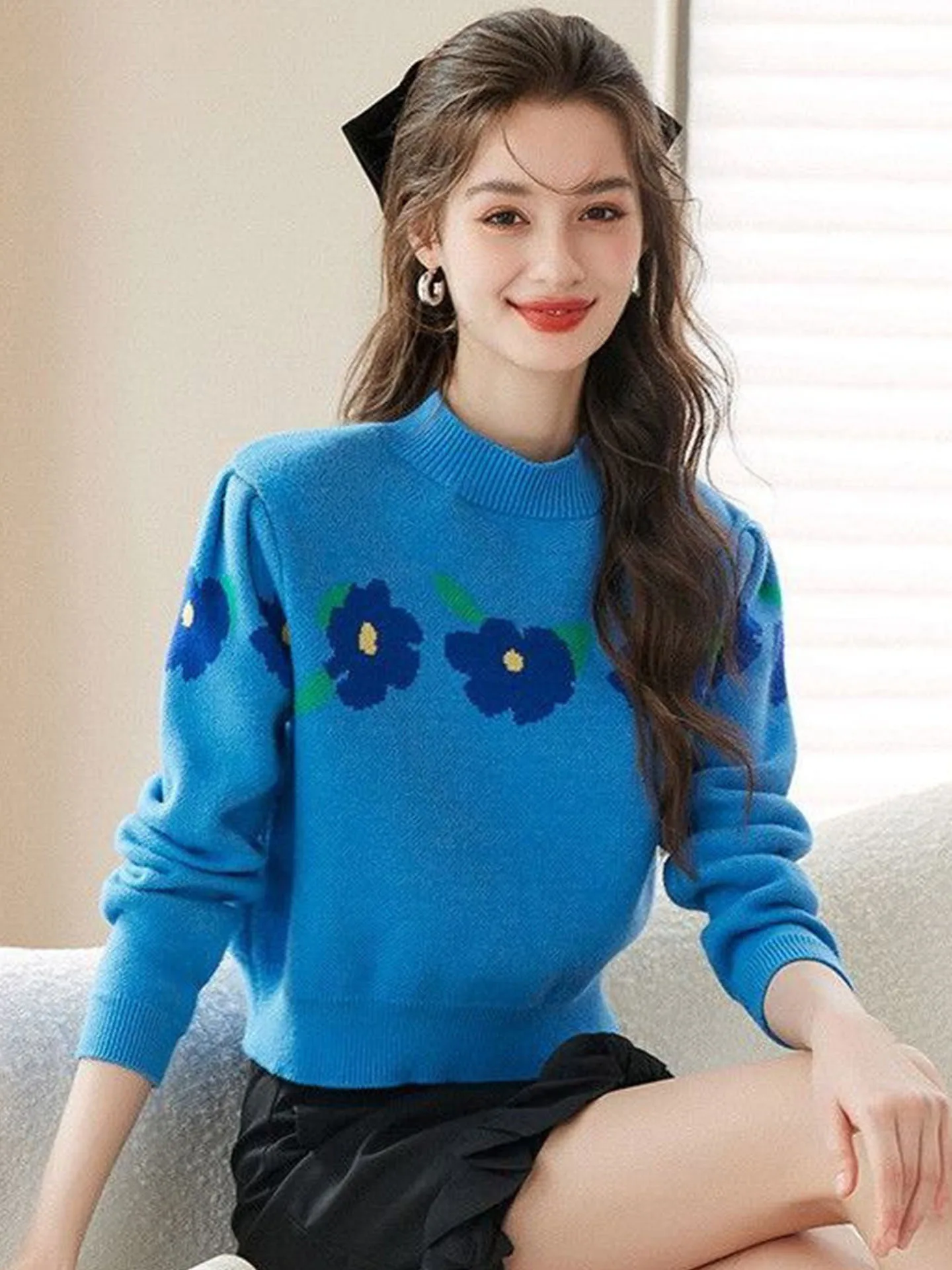 

Модный, удобный, мягкий и уютный вязаный свитер с длинными рукавами для женщин, зимняя одежда, трендовый уличный стиль