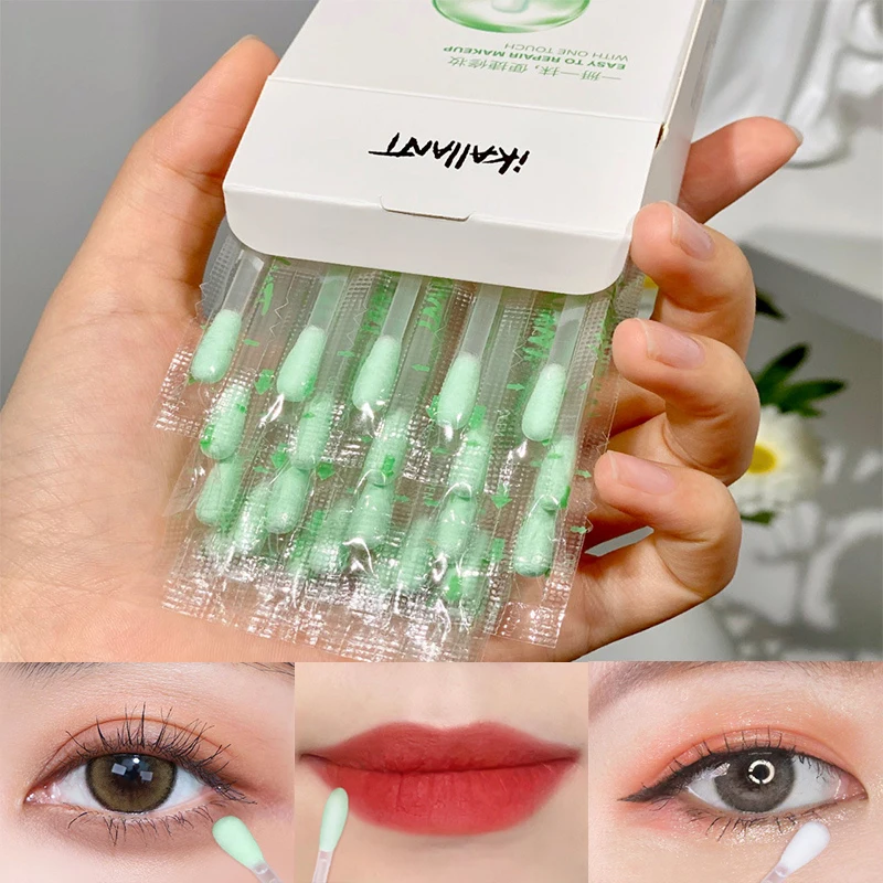 25 unids/caja hisopos de algodón removedor de maquillaje palo cara ojos labio maquillaje detalles limpieza agua líquida portátil viaje cuidado de la piel