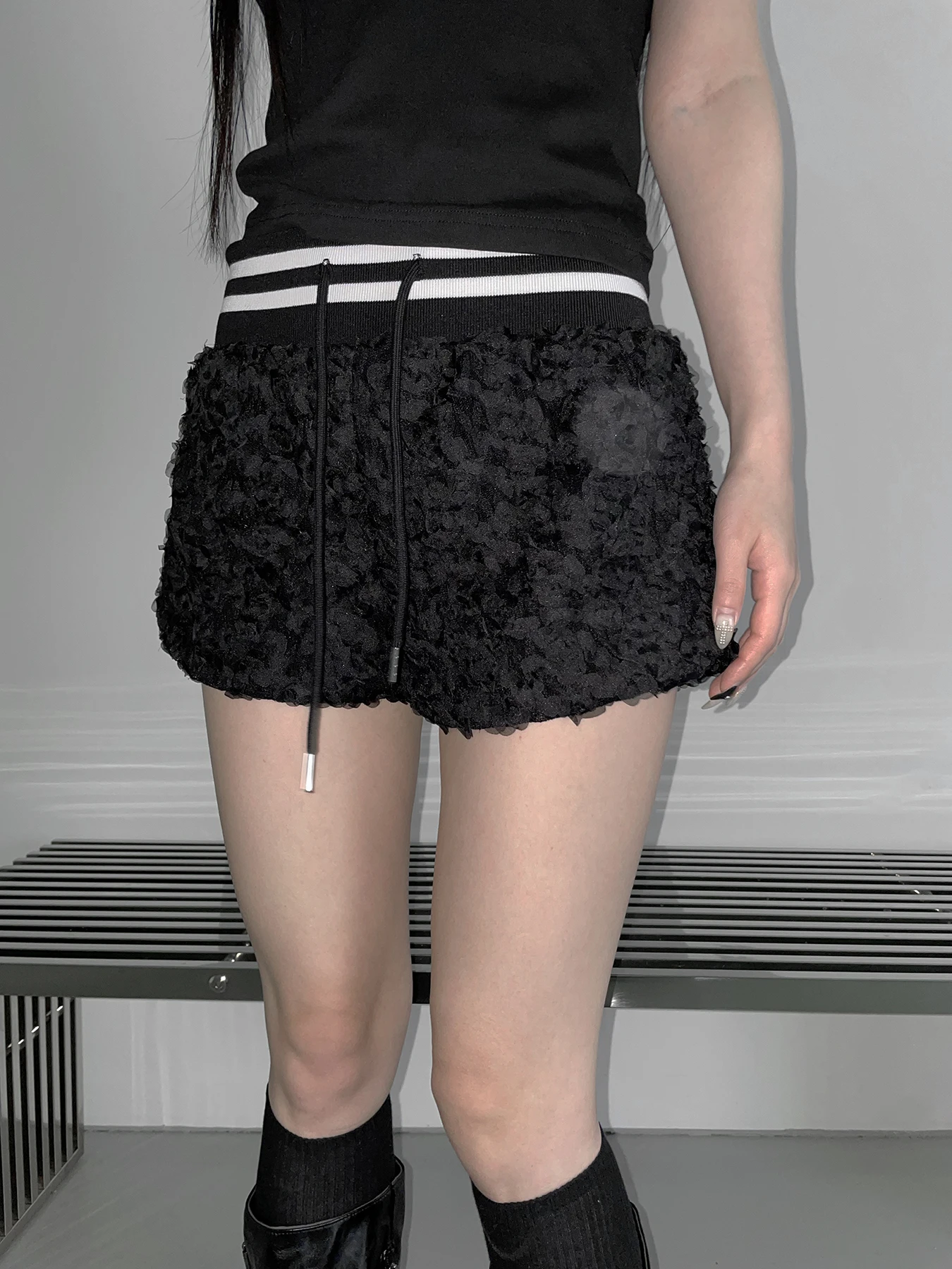 Amyway Korean Sle Sweet Retro Pure Desire Sexy Lace Trim ort Pants Elastic Waist Belt Casual Pants Women