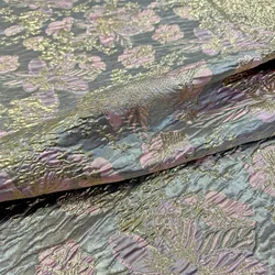 Luxury New Chinese Style Gold Wire 3D Relief Flower Jacquard Brocade Fabric Elegant Positioning Woven Textile for Qipao Dresses