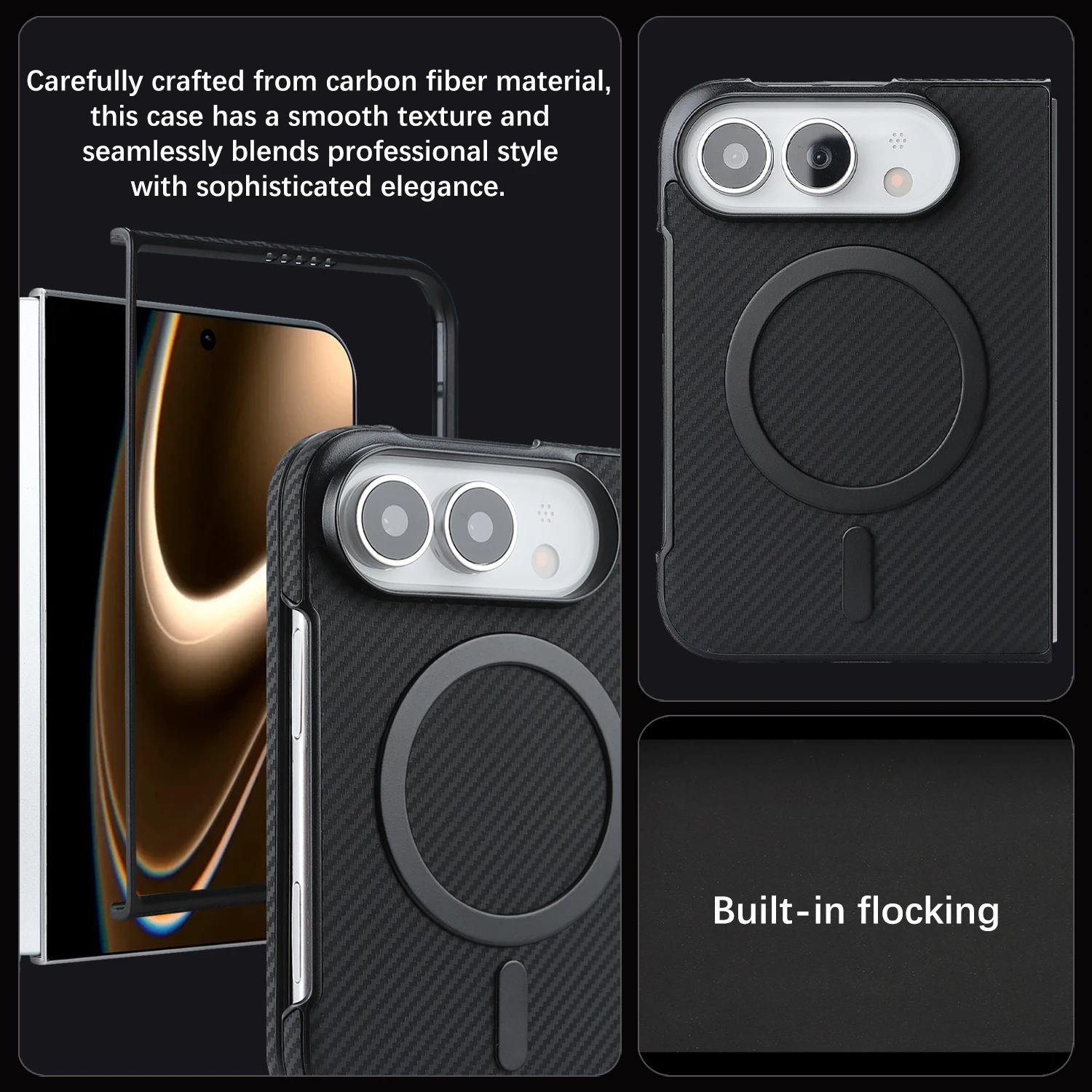 Carbon Fiber Texture Magnetic Best Protection Phone Case For iPhone 18 Duo High Quality Shockproof Phone Cover For Magsafe
