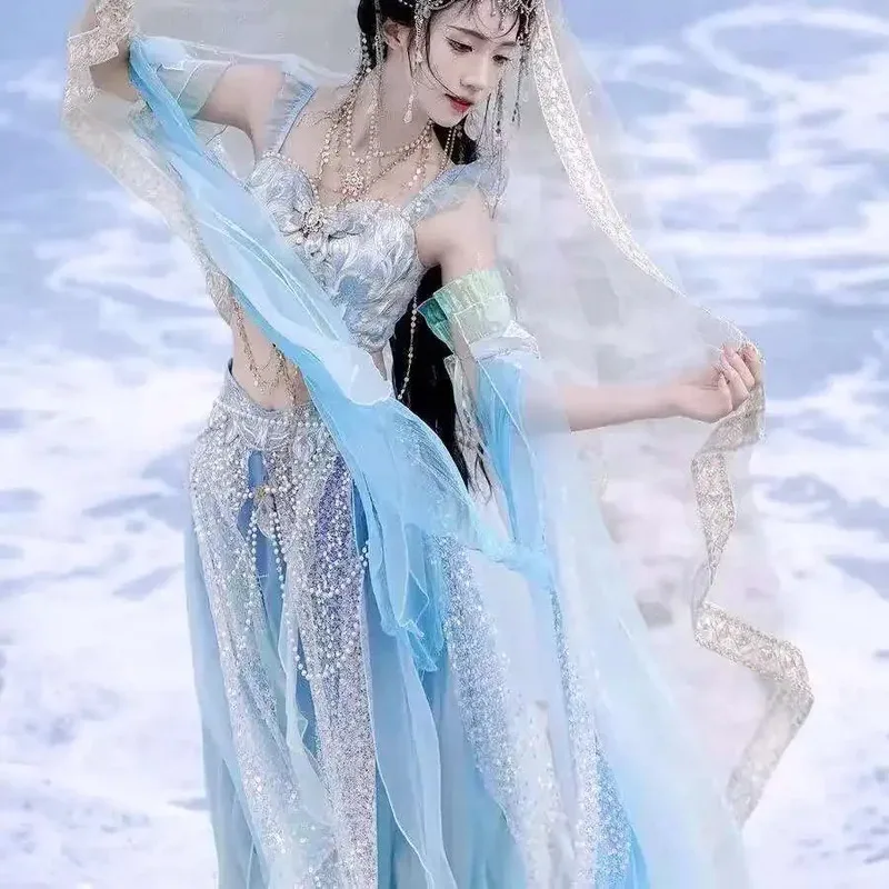 

Новая молодая девушка принцесса фея грудь уровень Ханфу Русалка инопланетянин вышивка градиентная печать и крашение Cos косплей