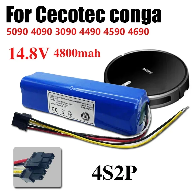 100%New 14.8V 4800mAh battery for CECOTEC CONGA 4090 4490 Mopping Robot Battery Pack Netease Intelligent Manufacturing NIT Model