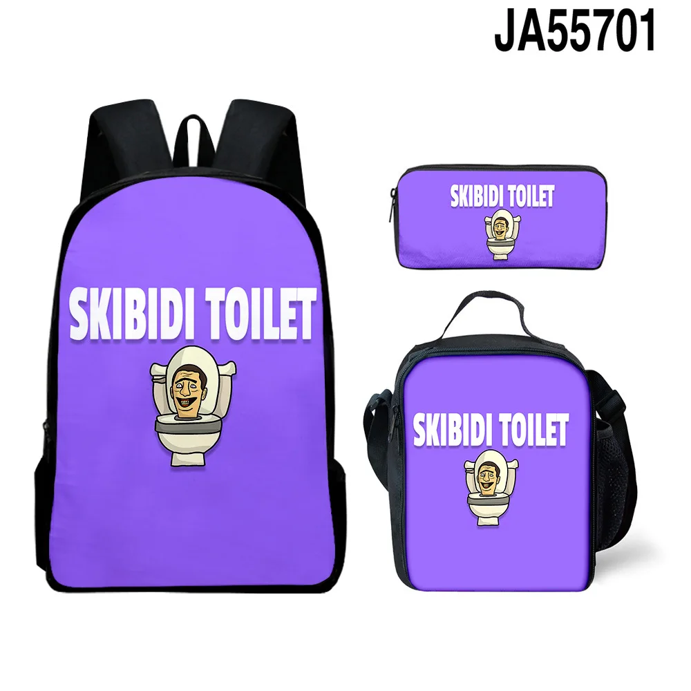 Trendy Popular Peculiar New skibidi toilet 3D Print 3pcs/Set Student School Bags Laptop Daypack Backpack Lunch bag Pencil Case