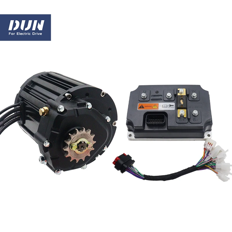 Powerful QS138 90H V3 With 1:2.35 Gear Box 4KW Mid Drive Motor with DUN/Votol Controller 72V EM260S For E-Motorcycle