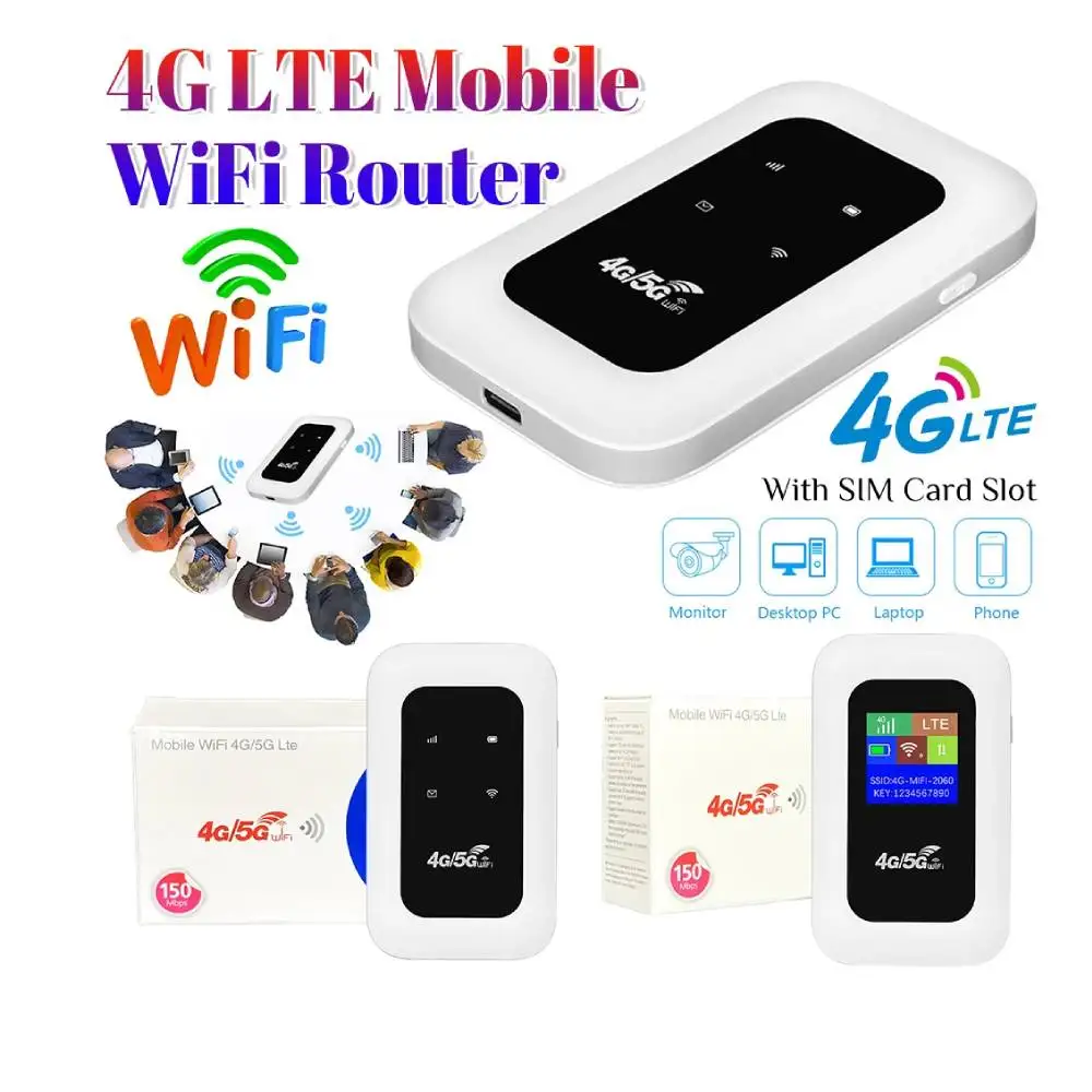 

4G LTE Mobile WiFi Router with SIM Card Slot 150Mbps Wireless Router Repeater Pocket Wifi Hotspot for Home Office RV Camping