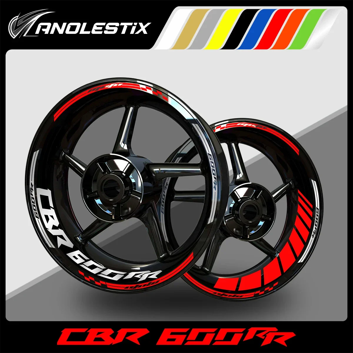 AnoleStix Reflective Motorcycle Wheel Sticker Hub Decal Rim Stripe Tape For Honda CBR 600RR 2024 2023 2022 2021 2020 2019 2018