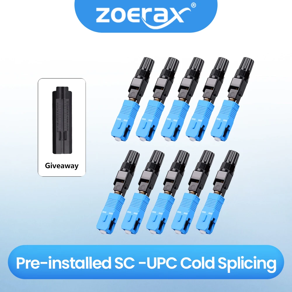 

ZoeRax 10PCS SC UPC Embedded Optic Fiber Quick Connector for FTTH Reusable Fusion Fiber Optical Cold Adapter Connect Tools