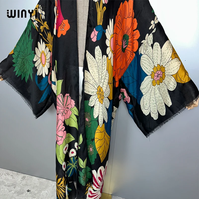 WINYI Africa fashion summer kimono maxi dress beach cover up Cardigan abaya muslim woman coat boho kaftan beach outfits women