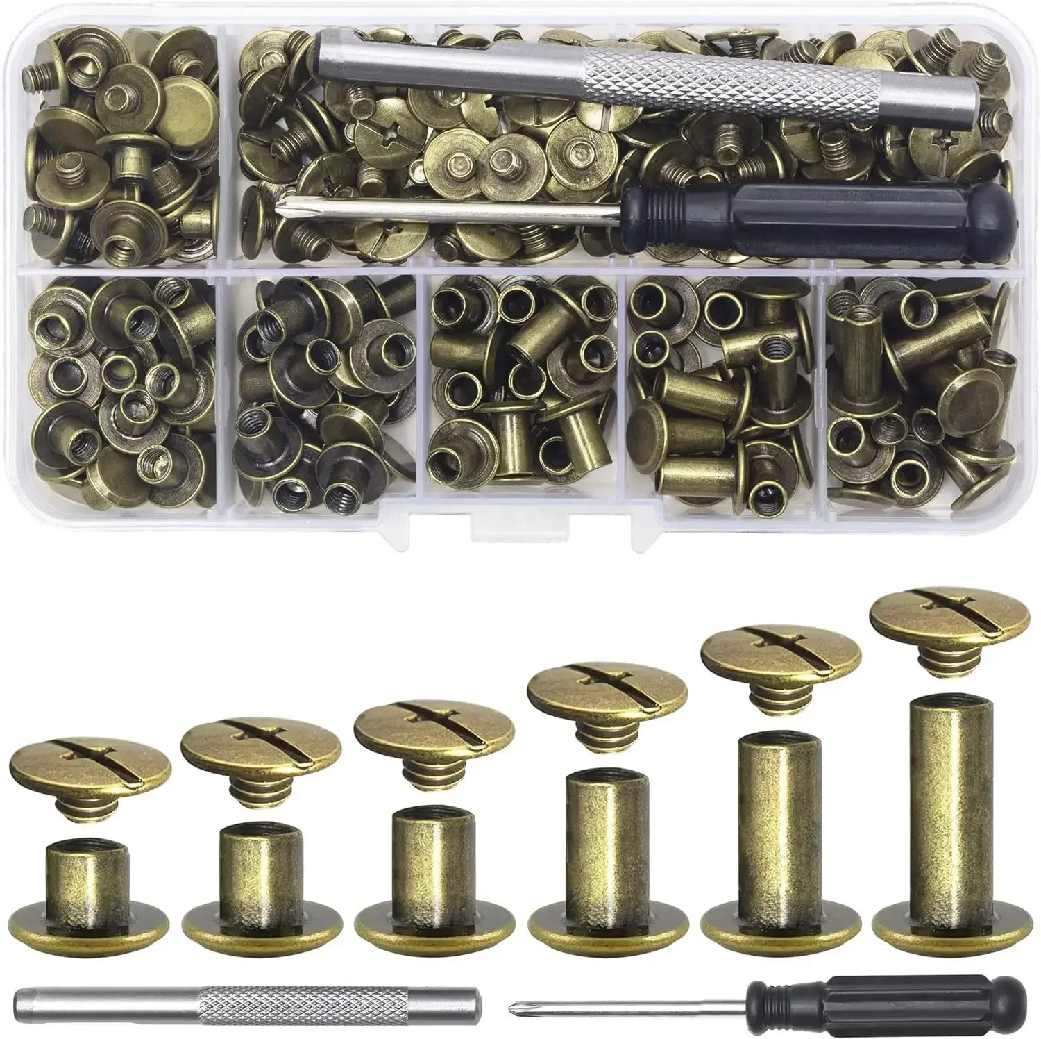 110 قطعة المسامير الملابس حزام مسطح مسامير مسمار مع أدوات DIY بها بنفسك الجلود المعادن الحرفية حساب الكتب المسمار كتاب بعقب ملزمة الأظافر