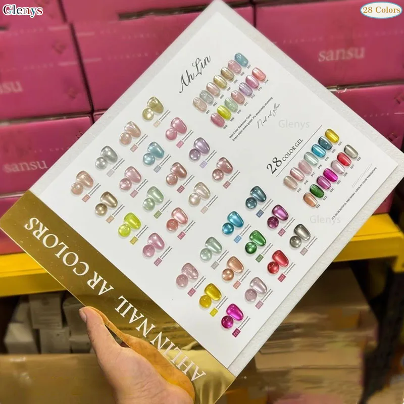 

Glenys 28-цветная лента «кошачий глаз» лак для ногтей клей популярный новый погружной гель цветная карта УФ-светодиодный маникюрный салон набор лаков для дизайна ногтей