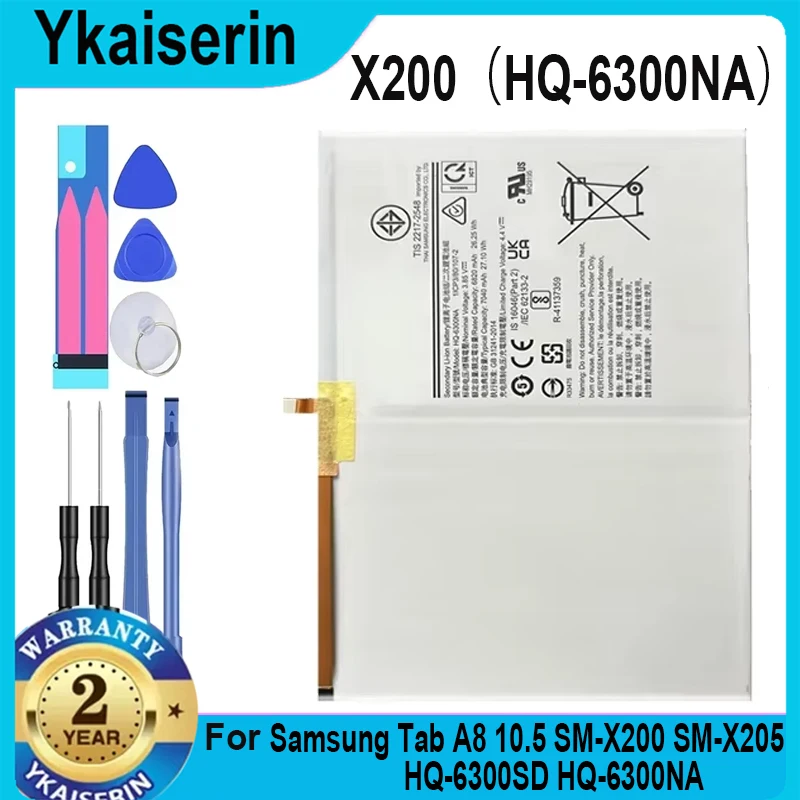 X200 HQ-6300NA HQ-6300SD HQ-6300NA Replacement Battery for Samsung Galaxy Tab A8 10.5 SM-X200 SM-X205 7040mAh Portable Batteries