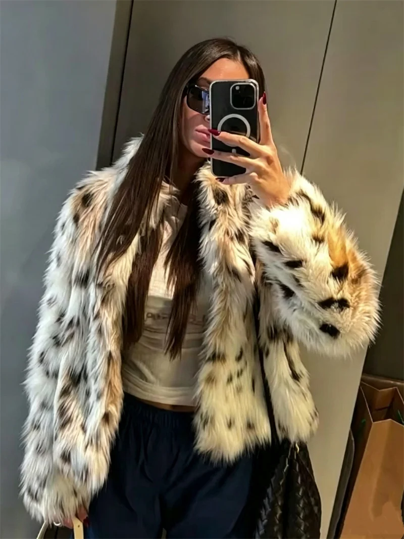 Guobioziy Women's Top 2026 Fall/Winter New Commuter Style Simple Fashion Fuzzy Coat Thickened Warm Faux Fur Effect Jacket
