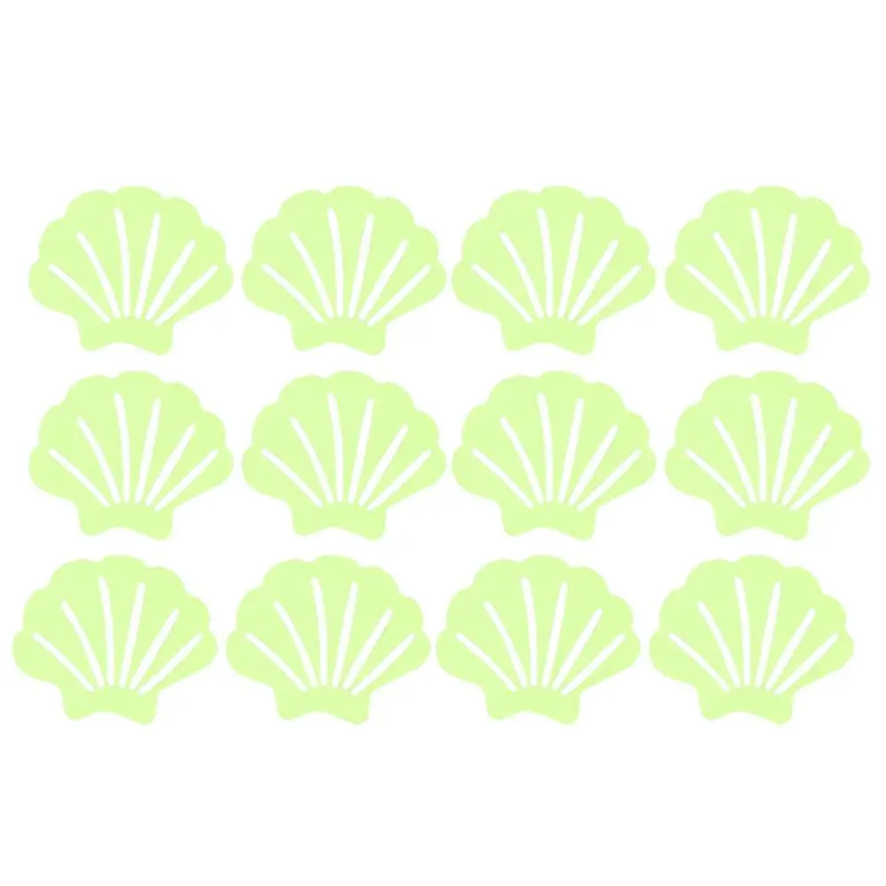 12PCS Glow-in-the-Dark Shell-Shaped Anti-Slip Stickers For Bathtubs & Stairs