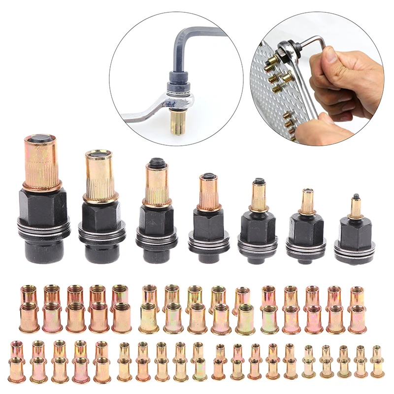 11Pcs/set Carbon Steel M3 M4 M5 M6 M8 M10 M12 Hand Manual Riveter Nut Adapter Tool For Home Renovations And Auto Repair