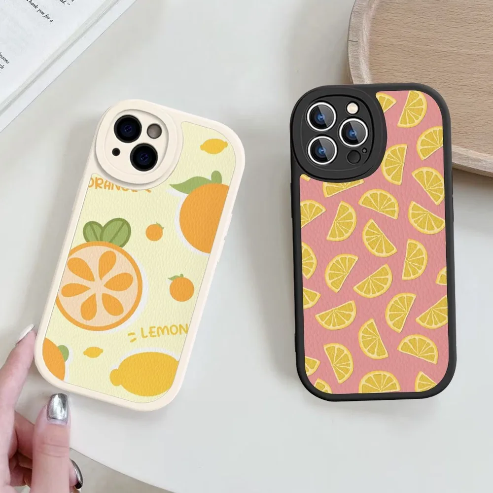 Fruit lemon Phone Case Hard Leather For iPhone 14 13 12 Mini 11 14 Pro Max Xs X Xr 7 8 Plus Fundas