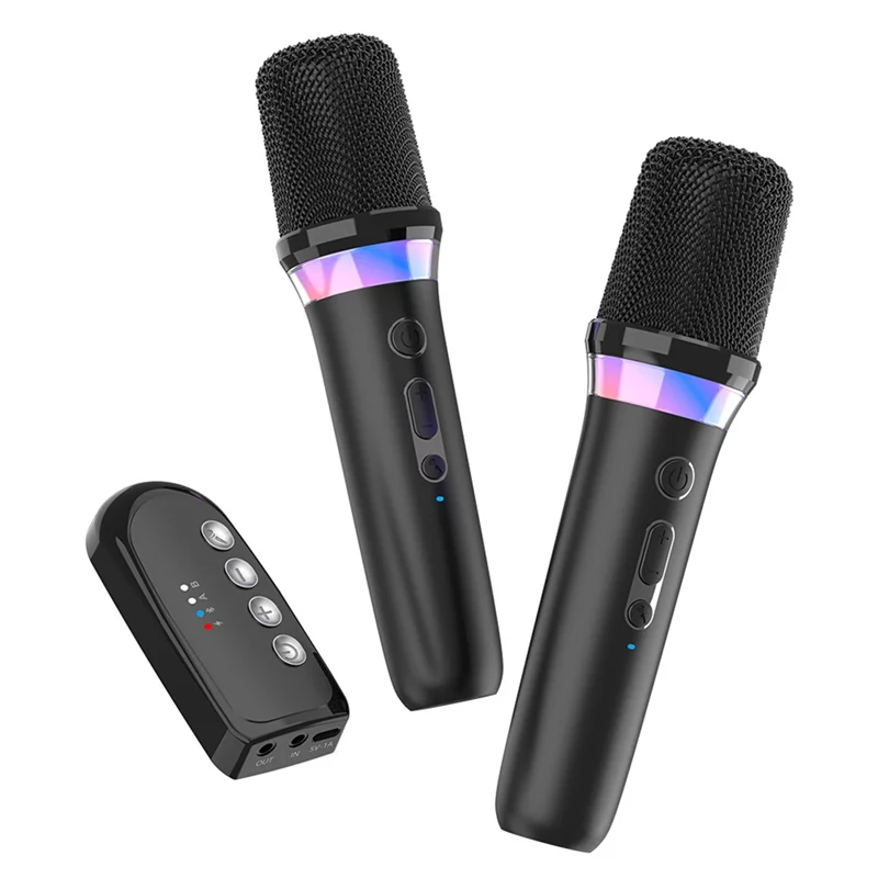 New!!RGB Colorful Light 3.5Mm AUX Amplifier Host Wireless Microphone Dynamic Bluetooth 5.3 DSP Mixer System Karaoke Companion