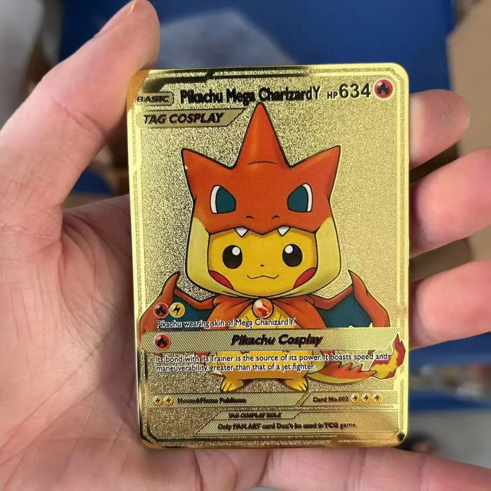 Pokemon Metall-Sammelkarten Anime-Figuren Charizard Pikachu Blastoise Mewtwo Kampf-Sammelkarten Spielzeug Geschenk ﻿