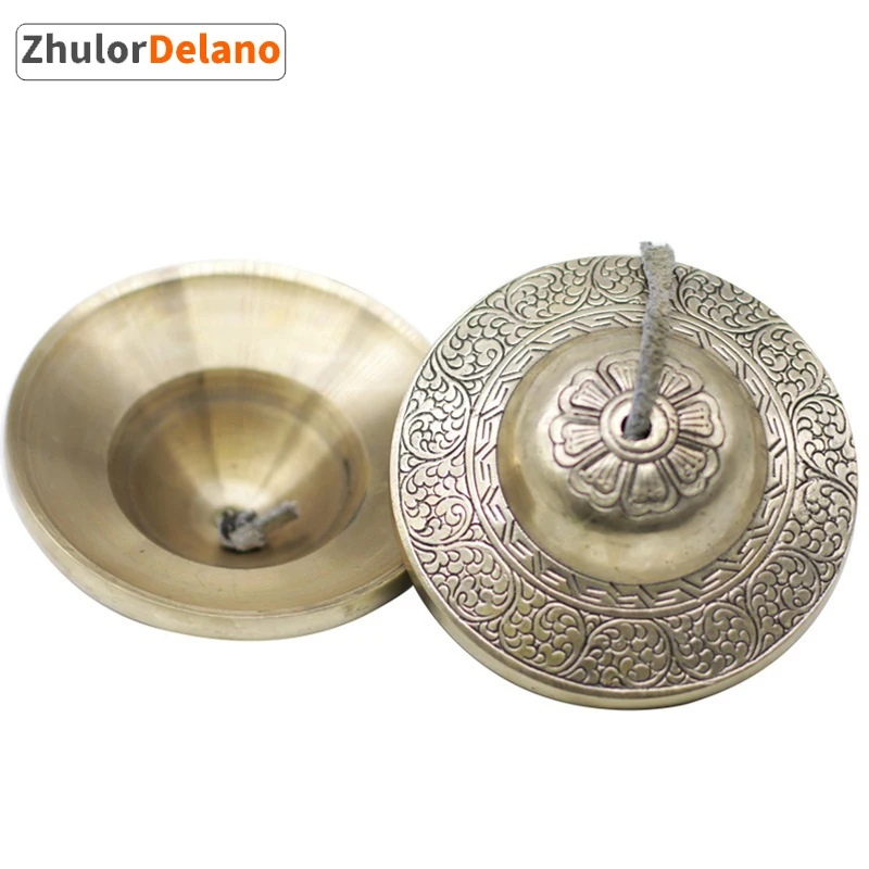 Zhulor Daleno 7.9CM & 7.5CM Handcrafted Tibetan Meditation Tingsha Cymbal Bell With Propitious Cloud Symbols