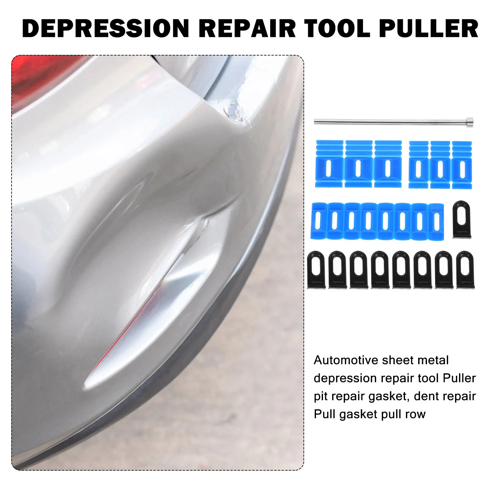 

Repair Tool Kit Car Dent Puller Blue Stainless Steel Auto Accessories Hail Damage Remover Vehicle Dent Fix Set