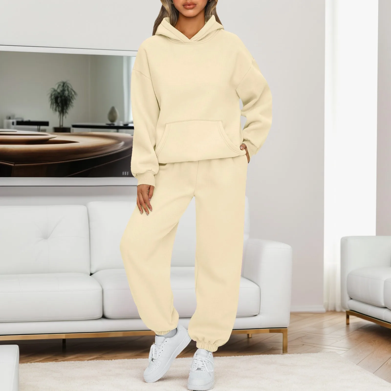 Women Sweatpants and Hoodie Set Oversized Tracksuit Two Pieces Set Hooded Pullover Trousers Suit Streetwear Oversized Outfits