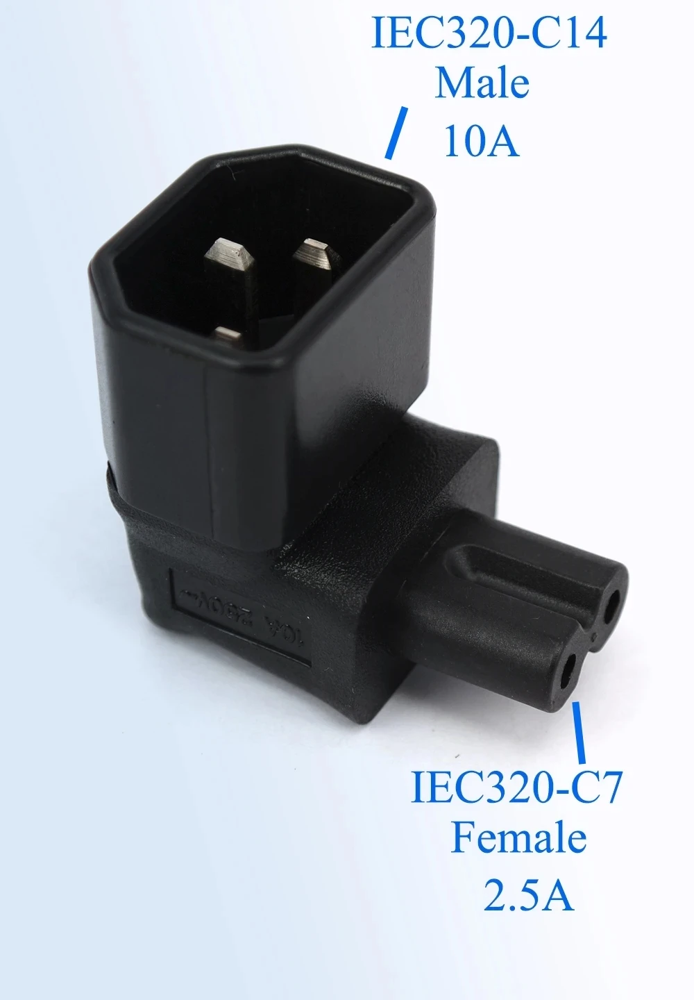 1 Pcs IEC 320 3-Pin C14 Male To C7 Female Right Angled 8 type AC Power Adapter Converter 10A 250V  Right Angle Power adapter