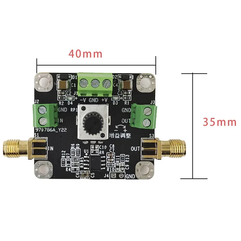 Low Noise Low Distortion Audio Preamplifier Module, OPA1611 Op-Amp Board Adjustable Gain 2-100x for Mic Preamp & ADC Front-End
