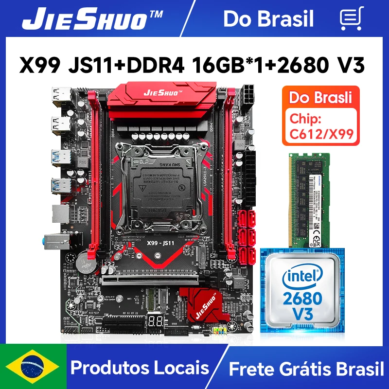 Kit x99 Jieshuo JS11 + 2680v3 + 1x16GB Ddr4