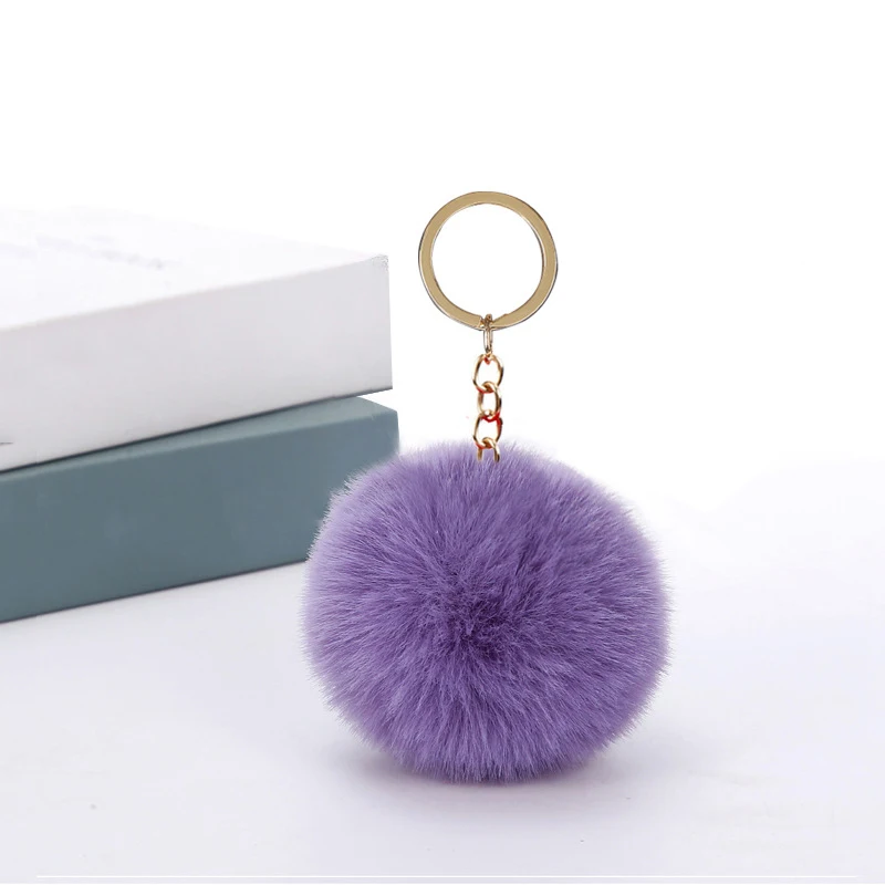 8cm Fluffy Fur Pom Pom Keychains for Women Girls Pompom Pendant Faux Fur-like Ball Keyring Key Chains Rings Charm Bag Gifts