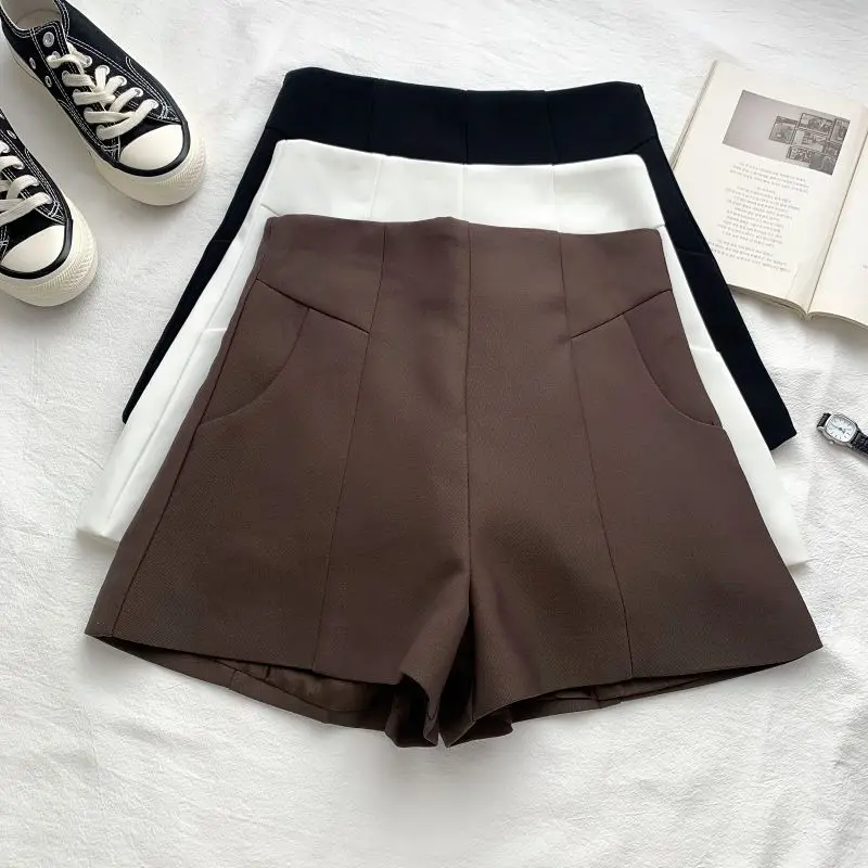 Shorts Women Office Lady Simple Chic Summer High Waist Korean Style Popular Trousers Leisure Slim Bottoms Hot  Solid Ulzzang