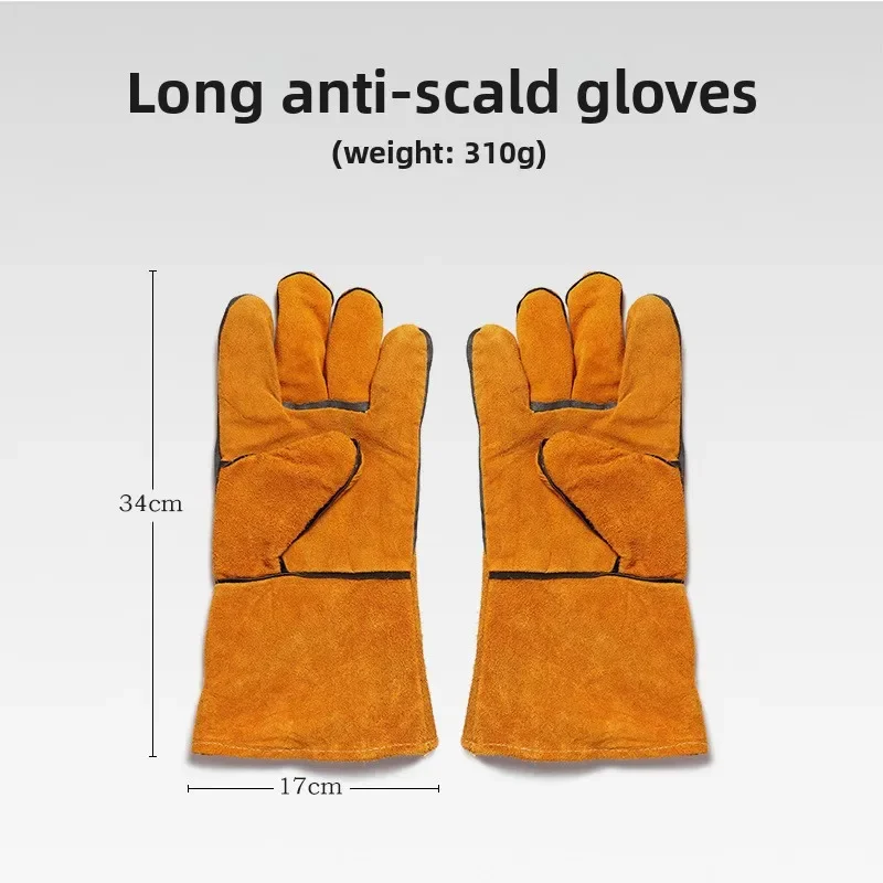 2026 Leather Work Gloves Heat-resistant Wear-resistant Heat-insulating Outdoor Camping Picnic Barbecue Protective Gloves