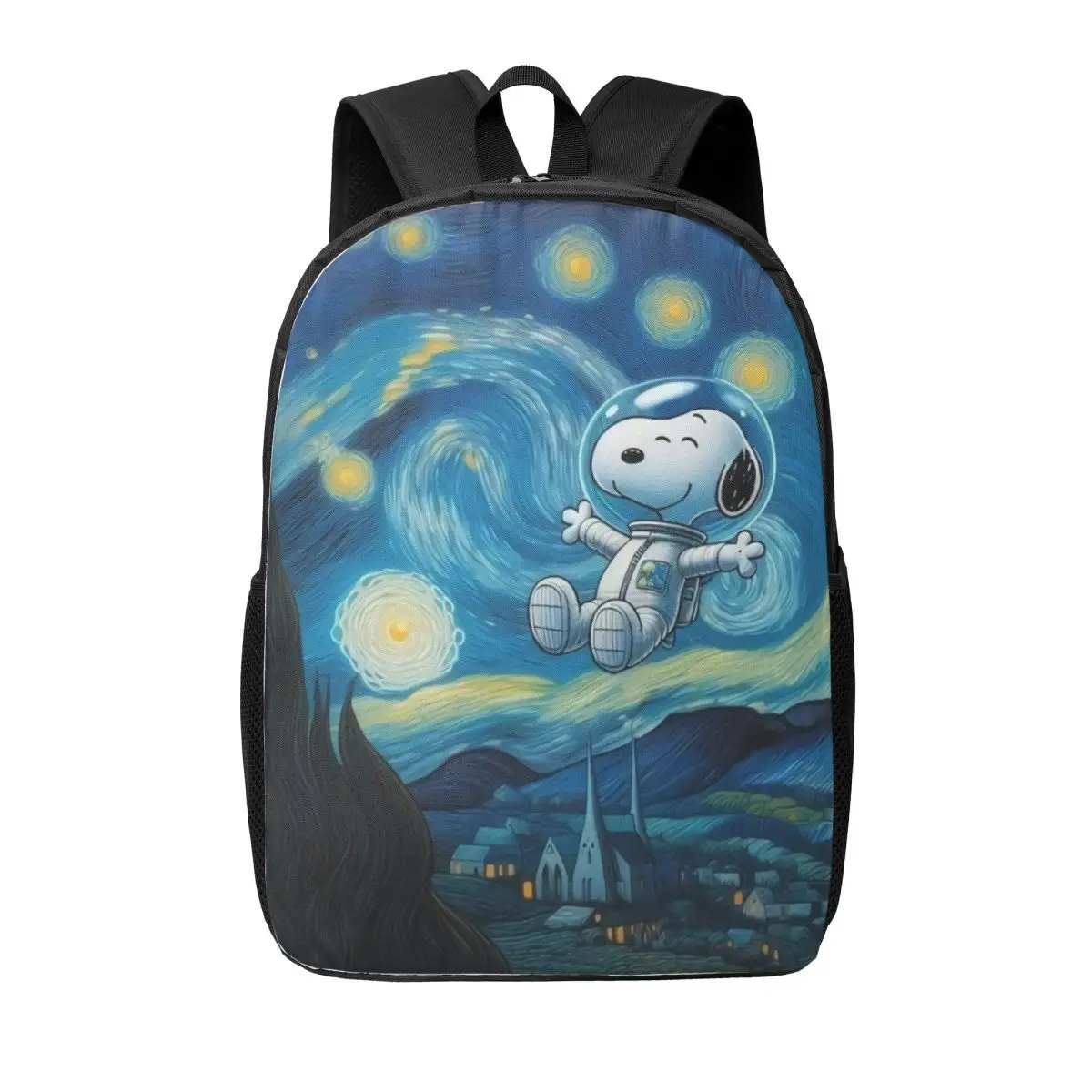 Custom S-Snoopys The Starry Night Backpacks for Men Women College School Students Bookbag Fits 15 Inch Laptop Bags