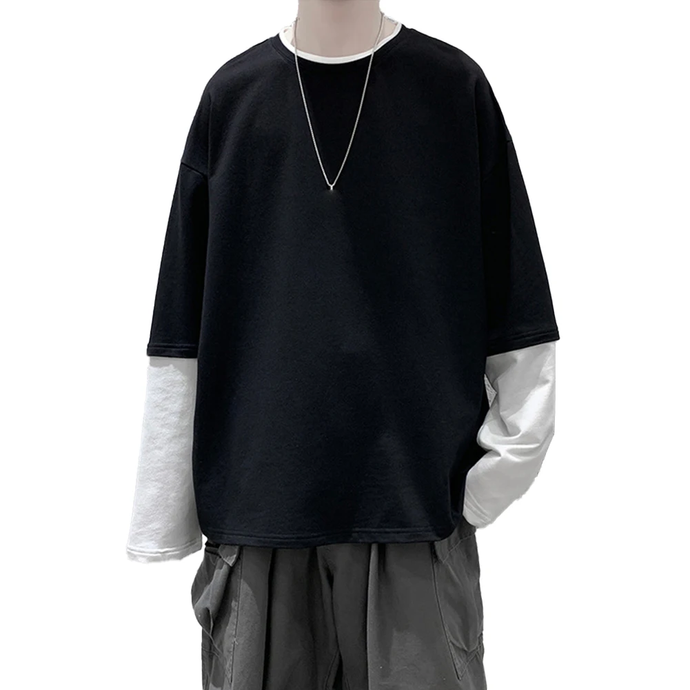 Casual Wear Hip Hop Top Casual Outing Casual Fake Two Pieces Streetwear Crew Neck Design Fits For Various Heights