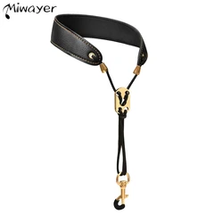 Miwayer Sax Neck Strap Professional Saxophone Harness Leather Padded Soft Neck Sling For Baritone Alto Tenor Soprano Baritone