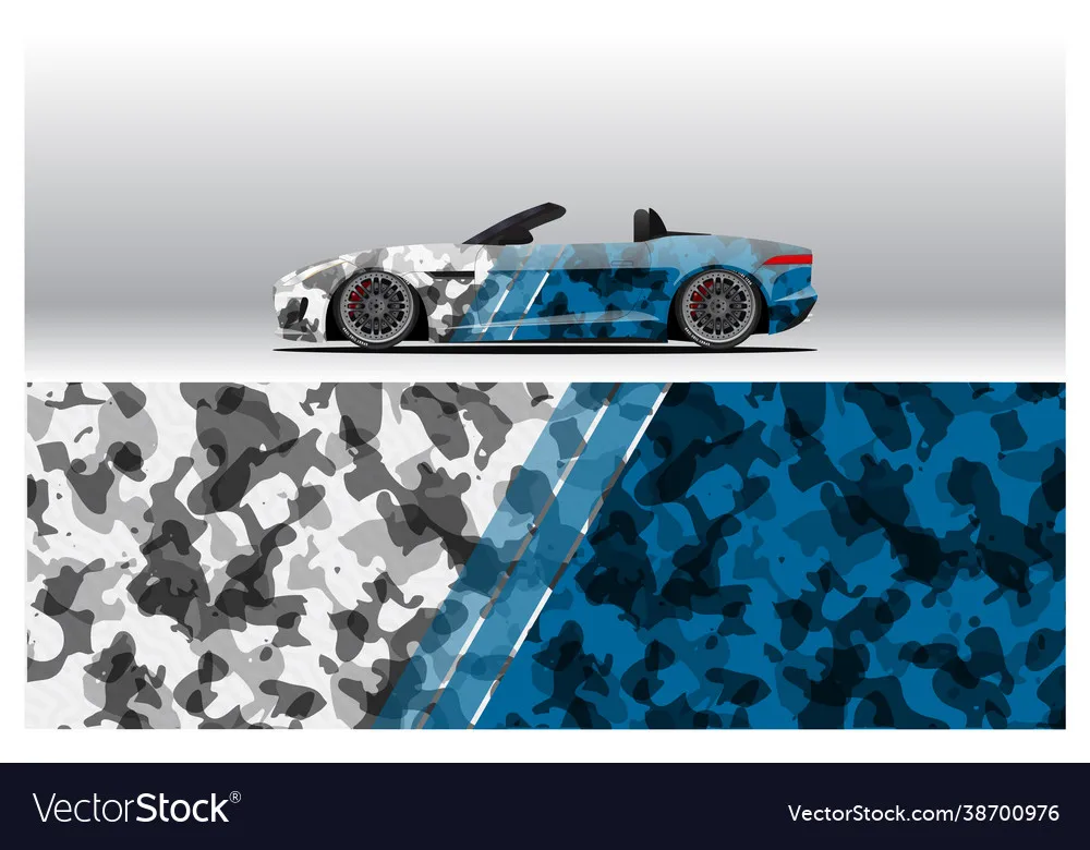 Camouflage Full Body Racing Car Graphic Decal Vinyl Wrap Car Full Wrap Sticker Decorative Car Decal Length 400cm Width 100cm