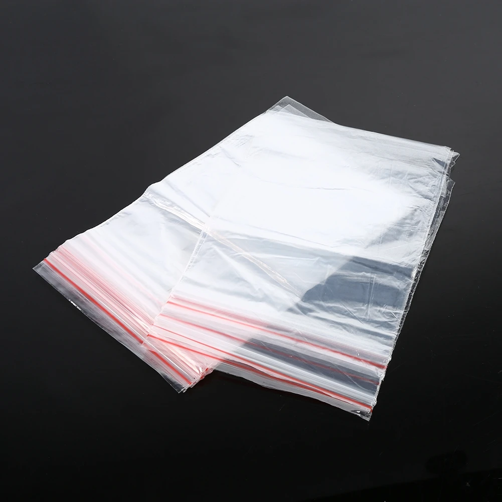 100Pcs Reusable Zip Lock Transparent Plastic Sealing Packaging Bags For Home Kitchen Candy Nut Food Storage