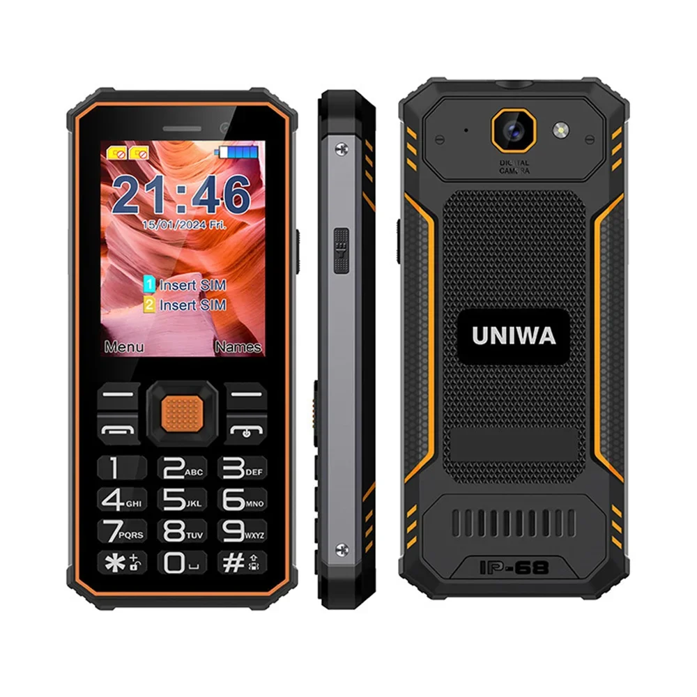 Imagem -05 - Uniwa S2-rugged Button Feature Phone para Old Homem 2g Mobile Phone 2.4 in 1325 Box Speaker 2500mah Bateria Suporte tf Card Ip68