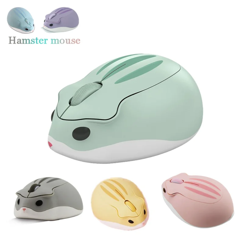 Wireless Computer 2.4G Mouse Cute Cartoon Anime Hamster Shape USB Mause Mini Optical Ergonomic Pink Green Mice For Girl Kid Gift