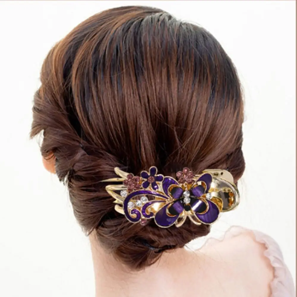 Elegante Decoratie Hoofddeksels Kristallen Bloem Haarspeld Strass Vlinder Haarklauw Haaraccessoires Alligator Haarclip