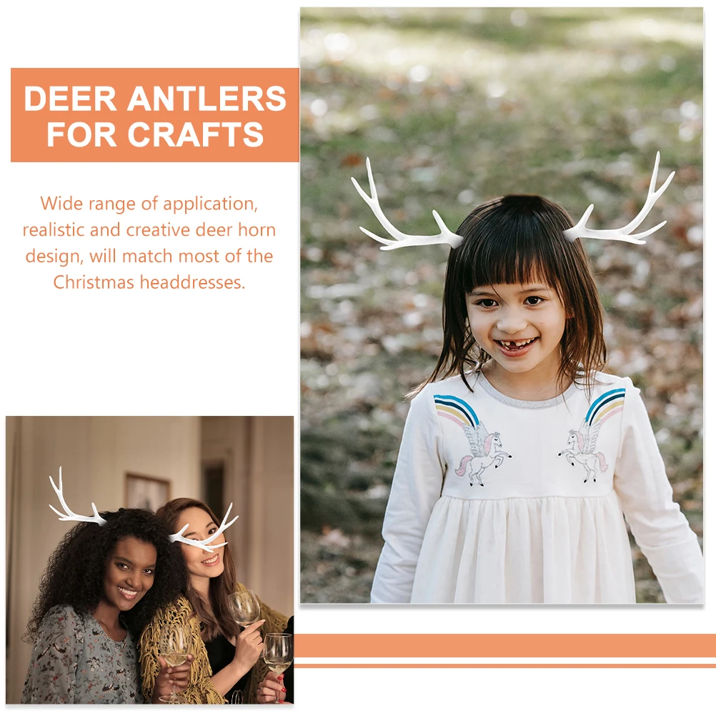 

1 Pair 25CM White Deer Antlers for Headdress Hair Accessories DIY Crafts Fawn Headband Props Christmas Party Costume Role