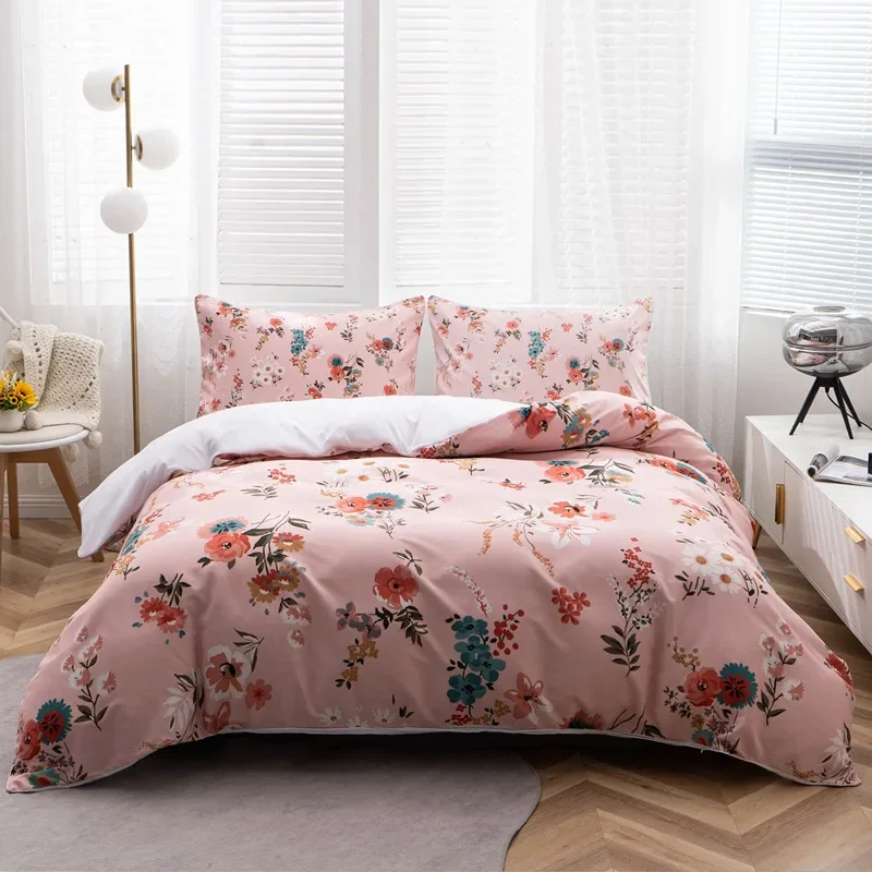 Botanical Leaves Duvet Cover Floral Print King Bedding Set Soft Microfiber Geometric Pattern Comforter Cover With 2 Pillowcases