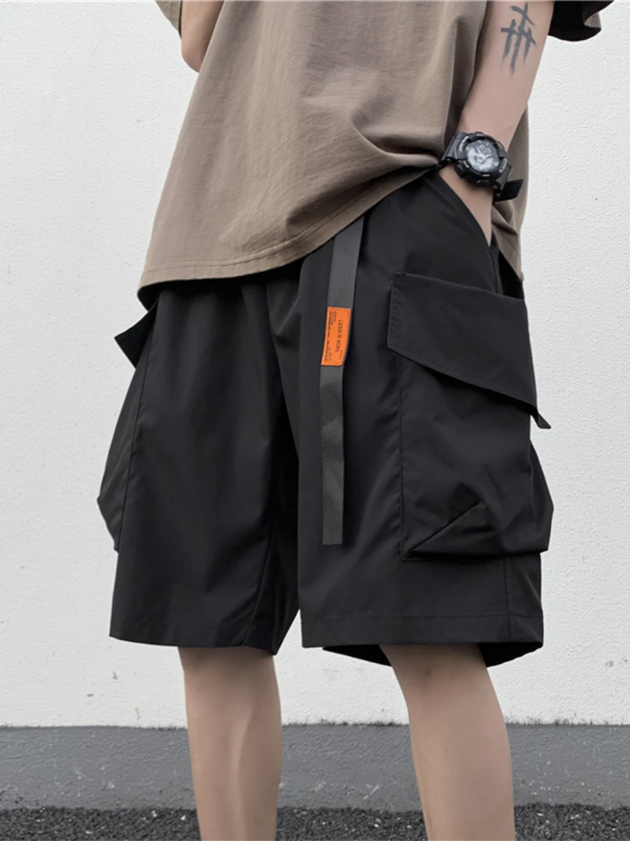 

Loose Fit Workwear orts Men's Summer Faion Brand Cool Retro American Functional Sle Casual Elastic Waisand Five-Quart...