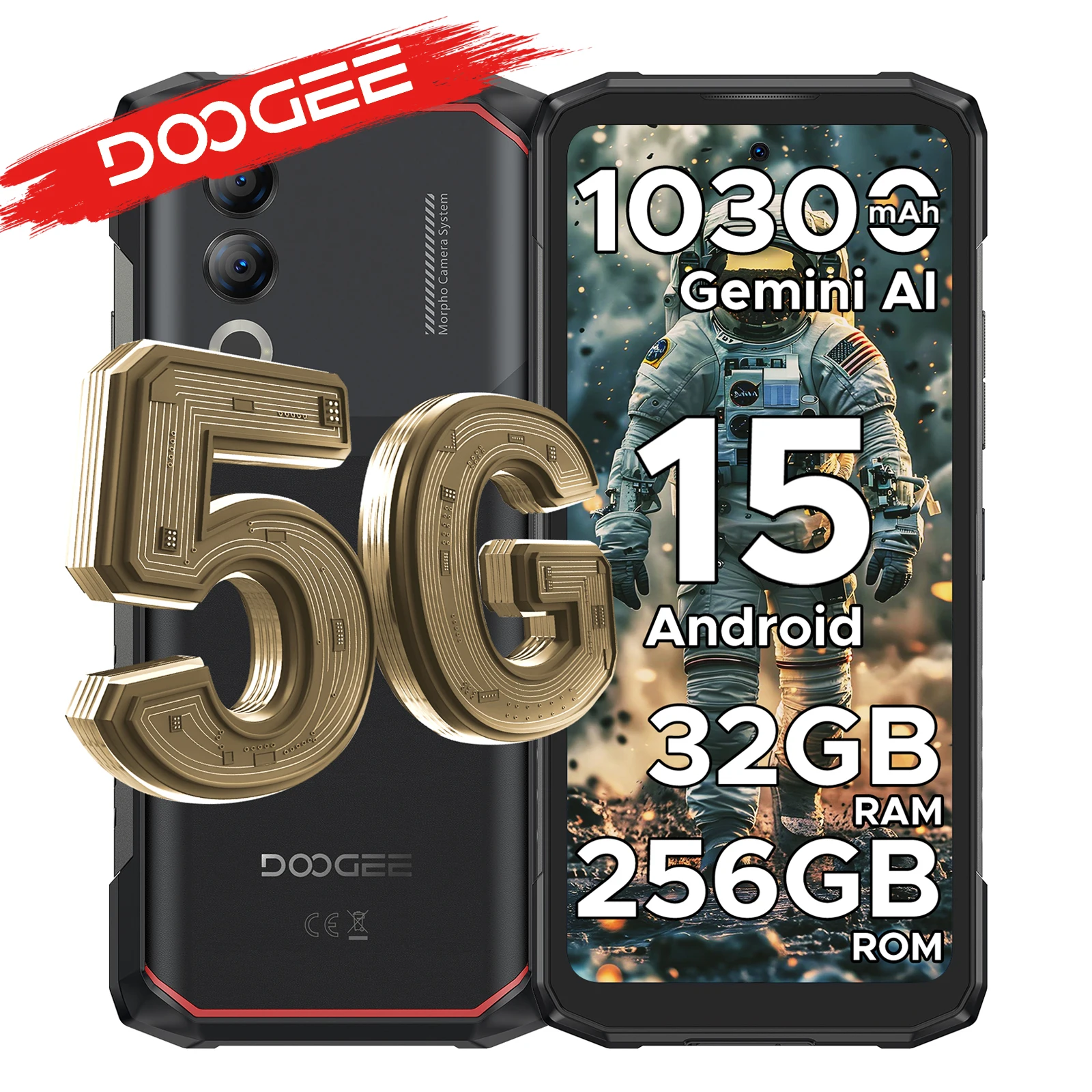 T�l�phone robuste DOOGEE Blade20 Turbo 5G Android 15 Gemini AI Smartphones 32 Go 256 Go Double cam�ra 10300 mAh NFC