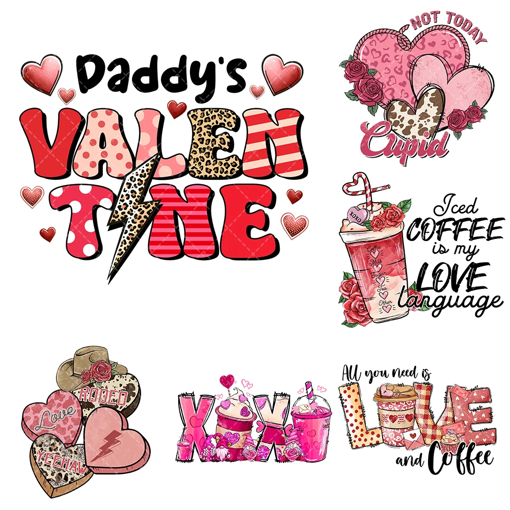 20cm Valentine Cupid Heat Transfer Stickers Iron On Clothes DTF Pinted Vinyl Thermal Appliques Washable