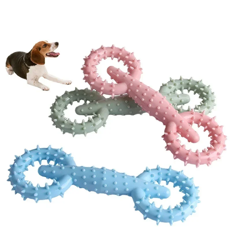 Pet Chewing ToysSoft Rubber Bite-resistance Double Ring Shape Teeth Grinding Chewing Toys for Small Dogs Training Pet Supplies