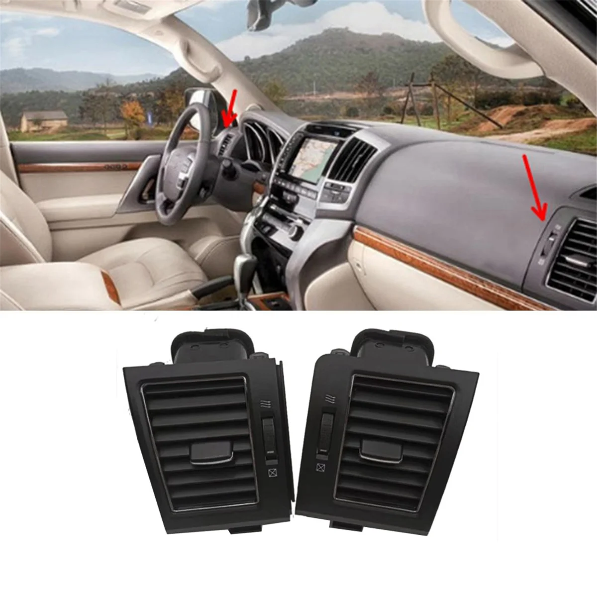 

1 пара вентиляционных решеток приборной панели для Toyota Land Cruiser Prado 120 LC120 2007-2021 55650-60210 55650-60141 A — L49A