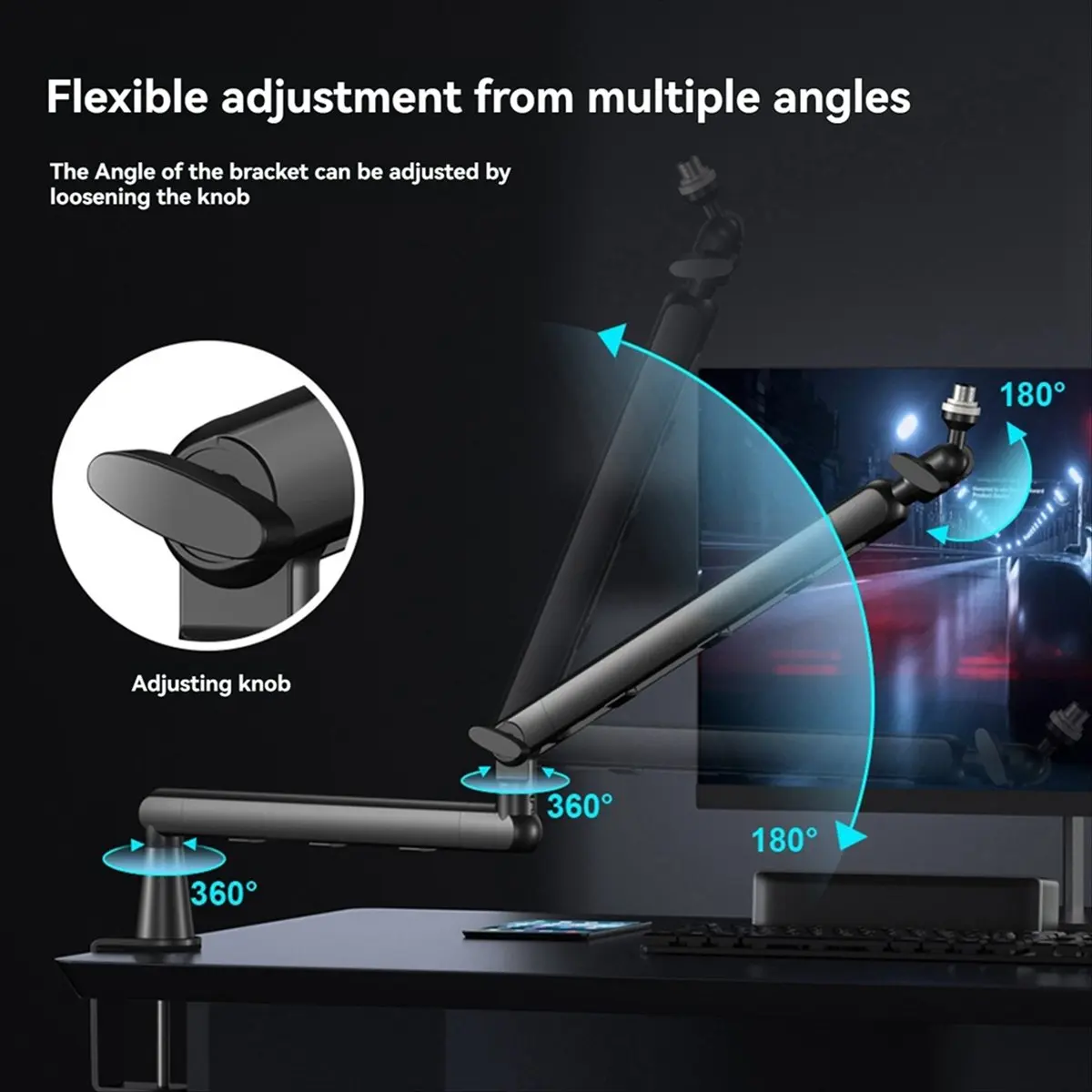 T35C Adjustable Microphone Stand Universal Adjustable Cantilever Bracket Desk Mount Suspension Boom for Gaming, Recording