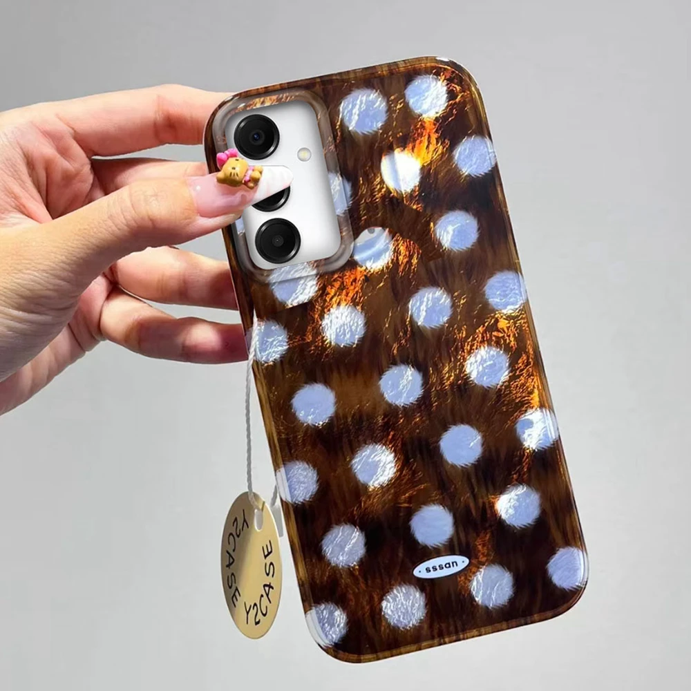 Koreanische braune kreisförmige Punkte Handyhülle für Samsung Galaxy A55 A16 A07 A17 A26 A36 A56 A25 A35 A14 A34 A54 A15 A13 A32 A12 Abdeckung
